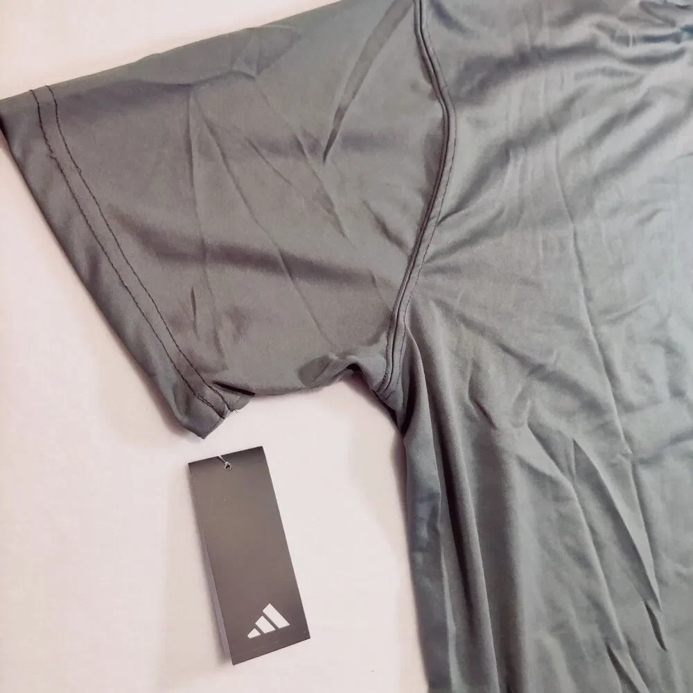 Adidas Soccer Men's  2XL, T-Shirt Trefoil Logo Grey, Blue LOGO NEW